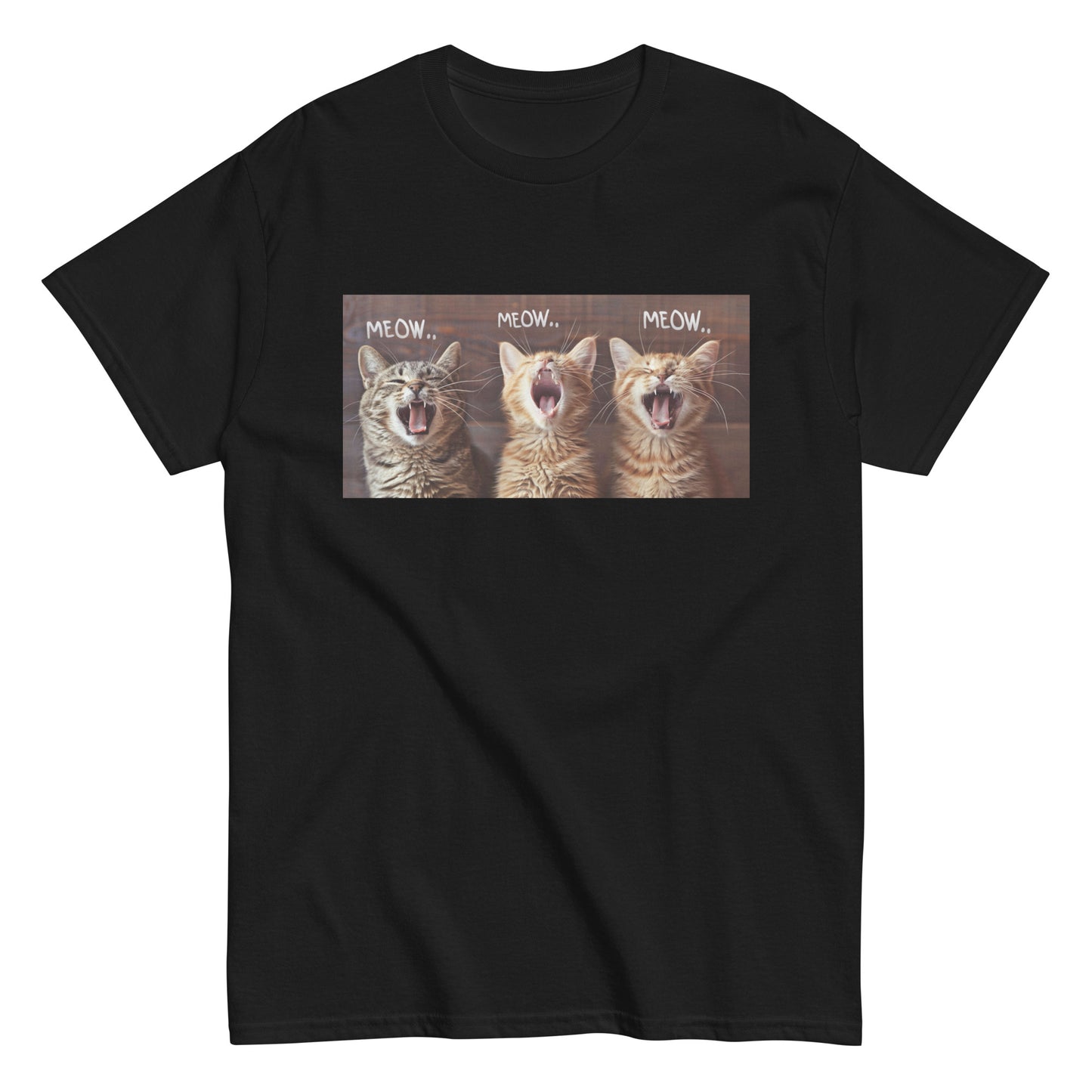 "Meowing Trio" T-Shirt – Three Adorable Kittens in Action