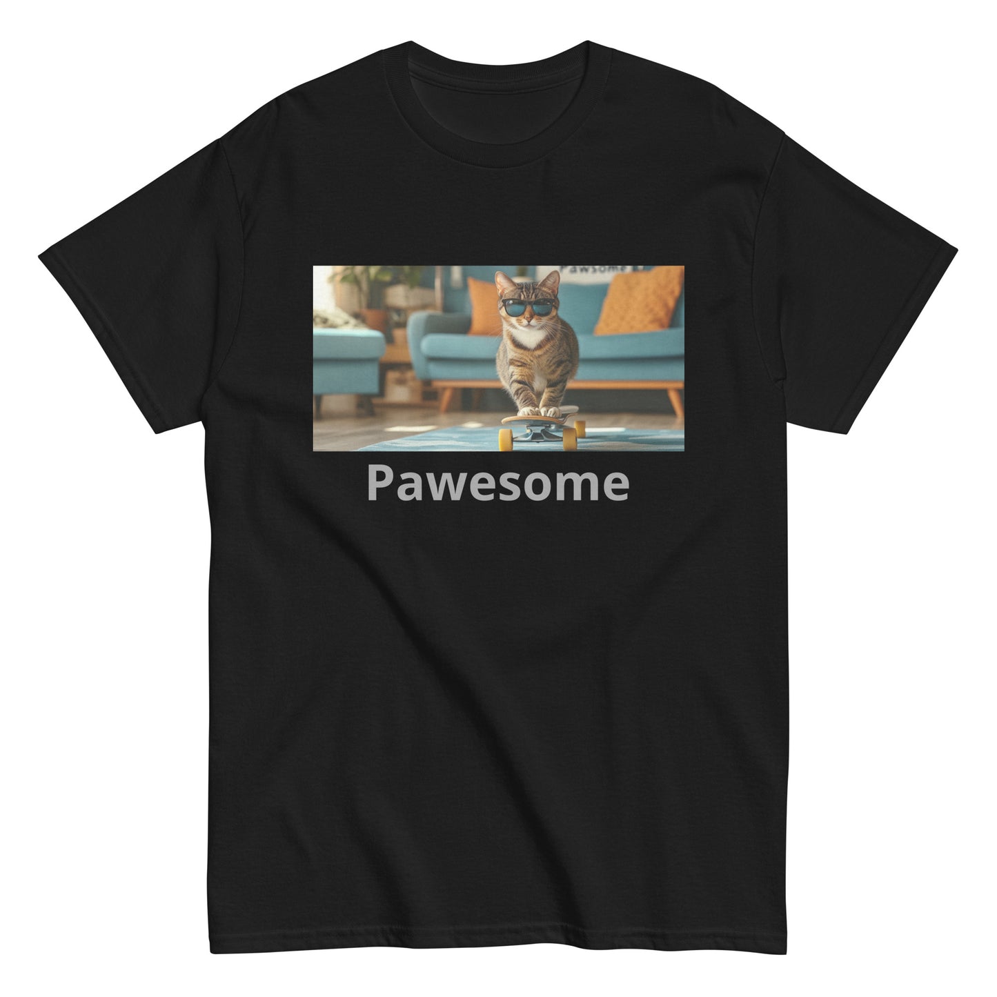 "Pawesome Skateboarding Cat Tee"