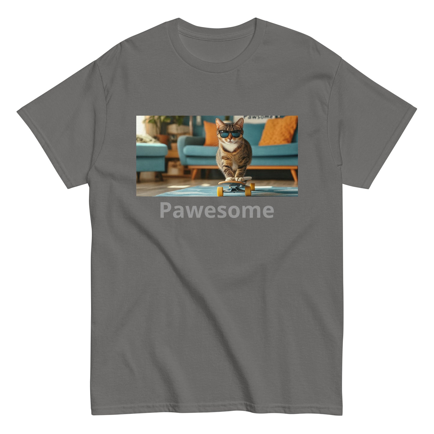 "Pawesome Skateboarding Cat Tee"