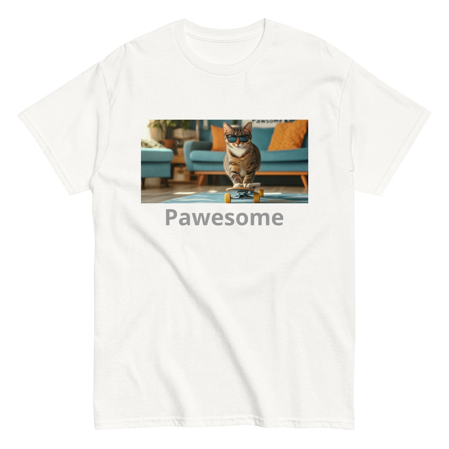 "Pawesome Skateboarding Cat Tee"